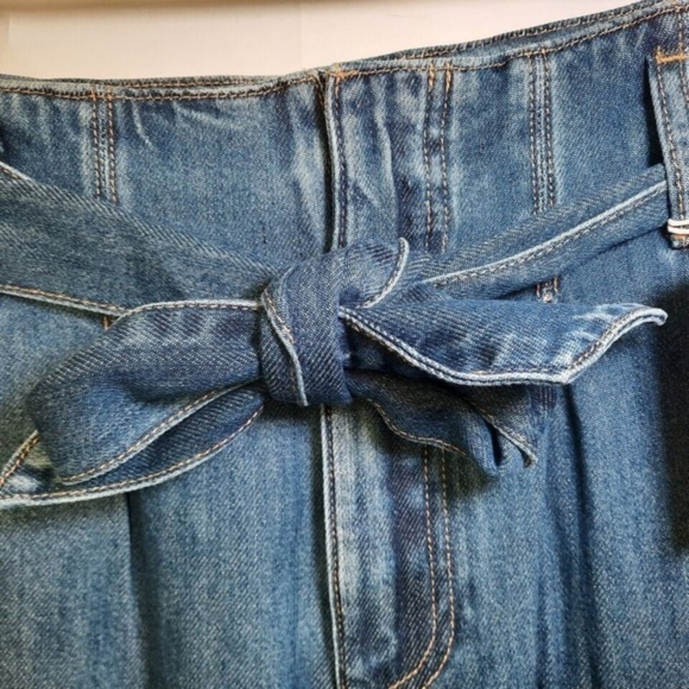 Good American Jeans 12 Paper‎ Bag Belt Cinched Ankle Curvy Pleated Preppy Casual - Picture 4 of 12